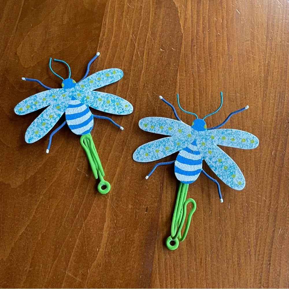 Pair of Metal Hand Painted Butterfly Wall Hooks - Set of 2